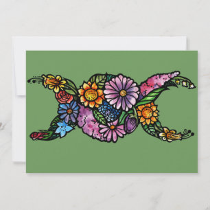 Cartes Pour Fêtes Annuelles Symbole de la lune triple fleur béni