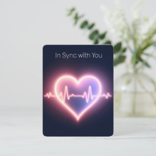 Cartes Pour Fêtes Annuelles Symbole de néon de battement de cœur symbolisant l