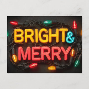 Cartes Pour Fêtes Annuelles Symbole de néon festif "Bright & Joyeux"
