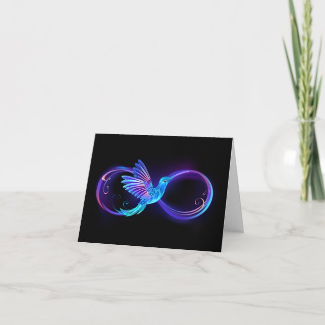 Cartes Pour Fêtes Annuelles Symbole de Neon Infinity par Glowing Hummingbird (Devant)