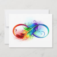 Symbole d'infini avec plume arc-en-ciel
