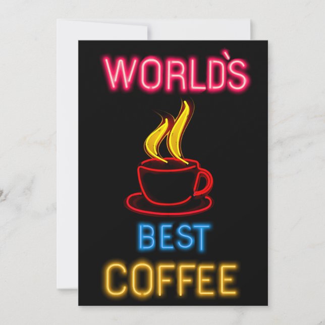 Cartes Pour Fêtes Annuelles Symbole du meilleur café néon du monde (Devant)
