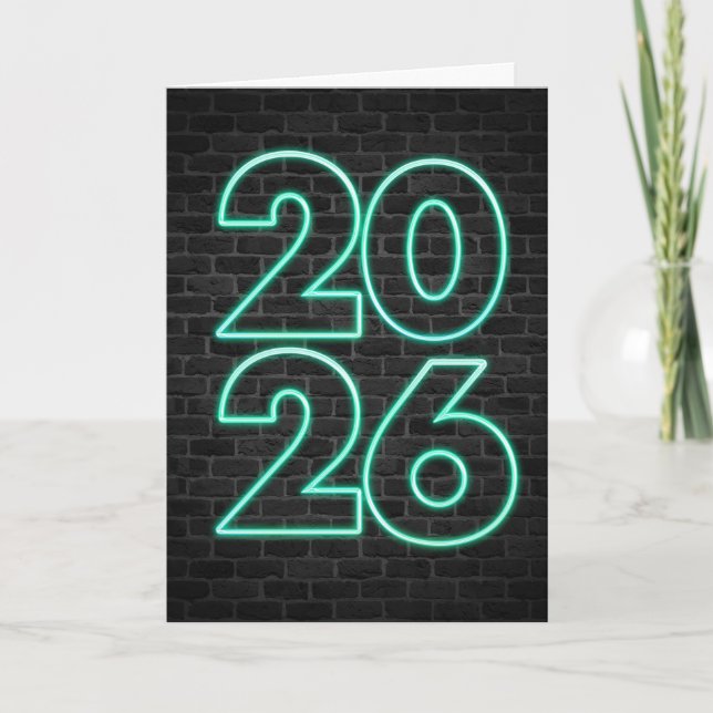 CARTES POUR FÊTES ANNUELLES SYMBOLE DU NOUVEAU AN VERT 2026 (Devant)