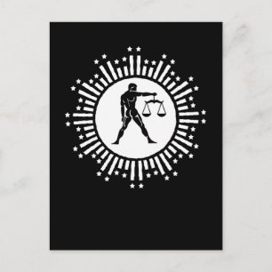 Cartes Pour Fêtes Annuelles Symbole du zodiaque Balance avec des étoiles noir 