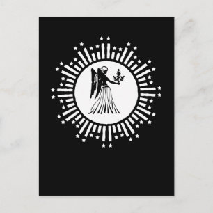 Cartes Pour Fêtes Annuelles Symbole du zodiaque Vierge avec étoiles et éclat d