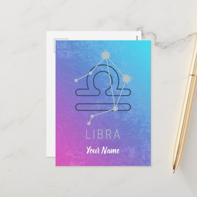 Cartes Pour Fêtes Annuelles Symbole Libra Zodiac Star Horoscope Constellation (Devant/Arrière en situation)