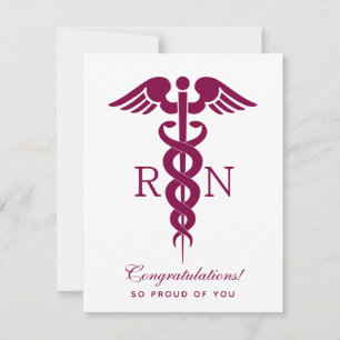 Cartes Pour Fêtes Annuelles Symbole Médicale rouge Caduceus Nurse