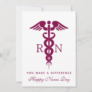 Cartes Pour Fêtes Annuelles Symbole Médicale rouge Caduceus Nurse