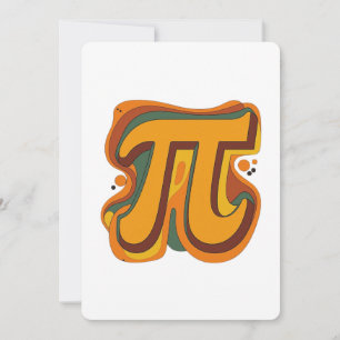 Cartes Pour Fêtes Annuelles Symbole Pi Groovy Rétro – Conception Mathématique 