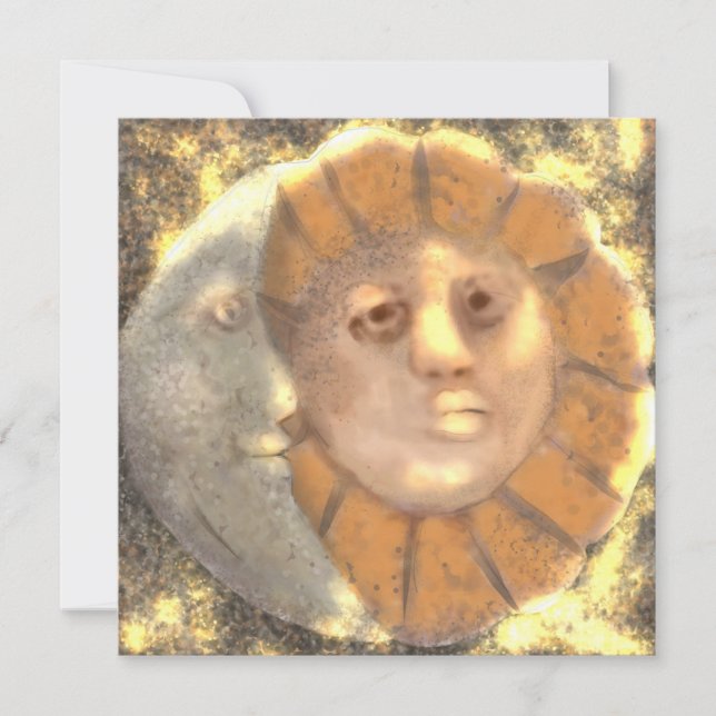 Cartes Pour Fêtes Annuelles Symbole soleil et lune relique conception de l'oeu (Devant)