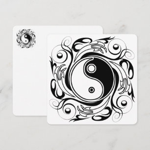 Cartes Pour Fêtes Annuelles Symbole Yin & Yang Tatouage Noir et Blanc