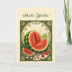 Cartes Pour Fêtes Annuelles Symbolisme de la pastèque de Yalda pour le solstic