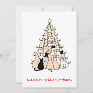 Cartes Pour Fêtes Annuelles Sympa Moderne Simple Minimal Chat Arbre de Noël