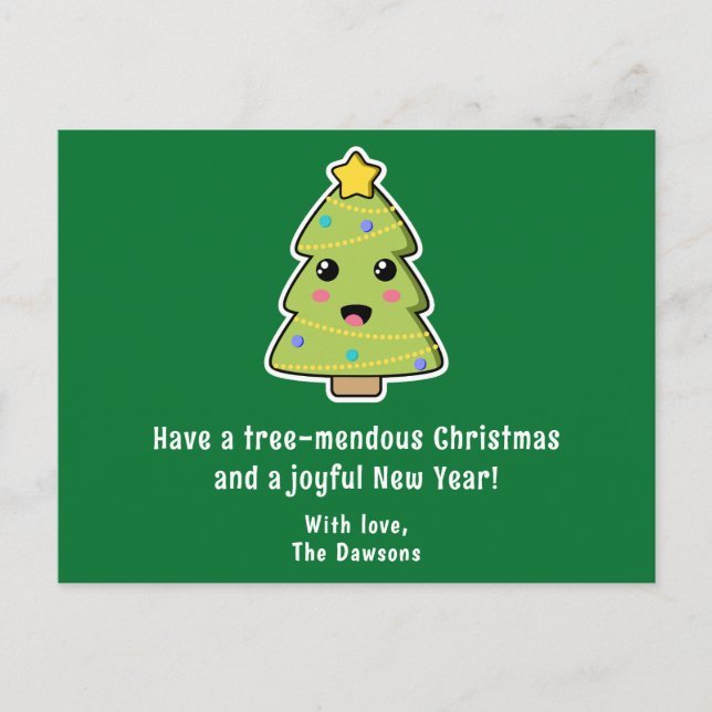 Cartes Pour Fêtes Annuelles Sympa sapin de Noël Funny arbre vert mendous (Devant)