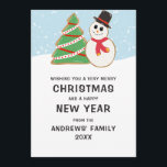 Cartes Pour Fêtes Annuelles Sympa Snowman Tree Cookie Illustration Noël<br><div class="desc">Cette carte de voeux de Noël mignonne et moderne est parfaite pour la saison d'hiver. Il comporte un biscuit de Noël rouge, blanc et vert dessiné à la main, et un biscuit de Noël noir blanc, et un biscuit de bonhomme de neige rouge sur un lit de neige blanc, de...</div>