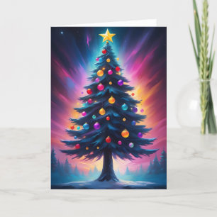 Cartes Pour Fêtes Annuelles Synthonde d'arbre de Noël Aurora Borealis