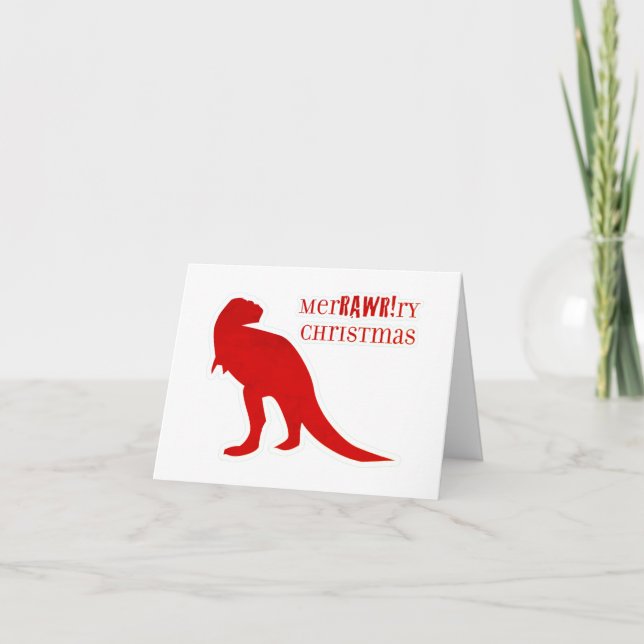 Cartes Pour Fêtes Annuelles T-Rex MerRAWRry Noël (Devant)