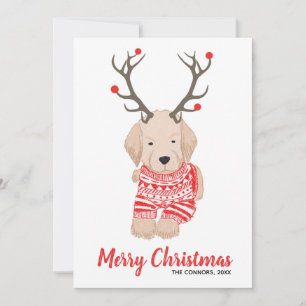 Cartes Pour Fêtes Annuelles T-shirt de Noël pour chiot Golden Retriever avec b