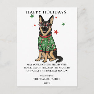 Cartes Pour Fêtes Annuelles T-shirt moche de Berger Allemand avec lunettes en