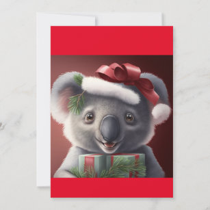 Cartes Pour Fêtes Annuelles T-shirt ours de Noël Père Noël Koala