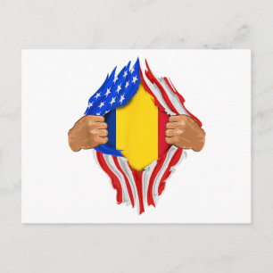Cartes Pour Fêtes Annuelles T-Shirt Sang Roumain en Moi Drapeau de la Roumanie
