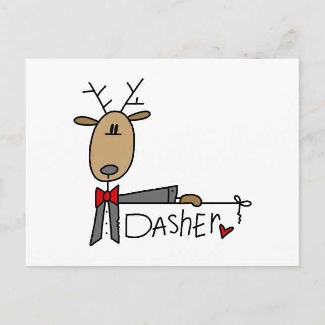 Cartes Pour Fêtes Annuelles T-shirts et cadeaux de Noël Dasher Reindeer (Devant)