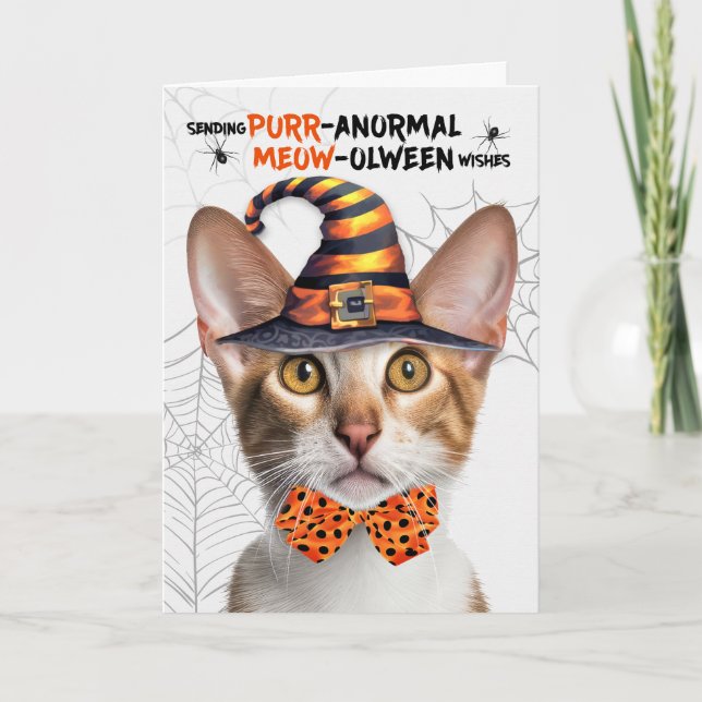 Cartes Pour Fêtes Annuelles Tabby à air court oriental PURRanormal MEOWolween (Devant)