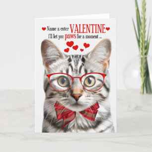 Cartes Pour Fêtes Annuelles Tabby Argent Chat Feline Humour Saint-Valentin