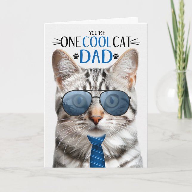 Cartes Pour Fêtes Annuelles Tabby Argent Chat Fête des pères Un Cool Chat (Devant)