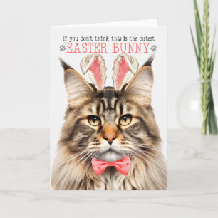 Cartes Pour Fêtes Annuelles Tabby Brown Maine Coon Chat Bunny Oreilles pour Pâ