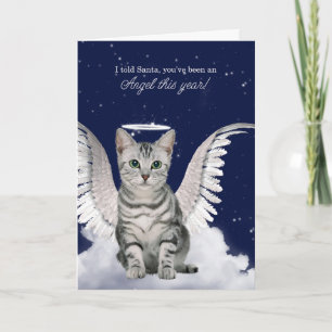 Cartes Pour Fêtes Annuelles Tabby Cat Angel pour Noël