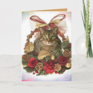 Cartes Pour Fêtes Annuelles Tabby Cat au Christmas basket
