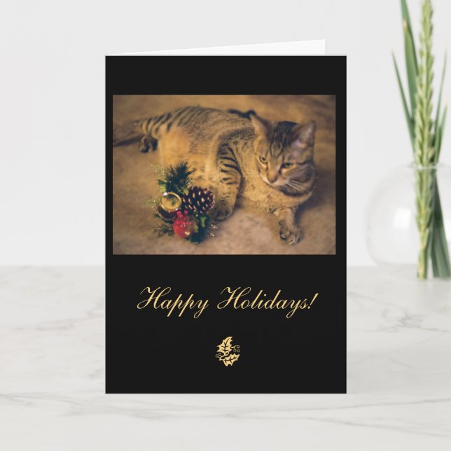 Cartes Pour Fêtes Annuelles Tabby cat : Joyeux Noël ! (Devant)
