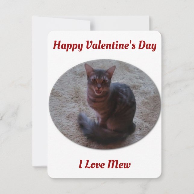 Cartes Pour Fêtes Annuelles Tabby Cat Mewing Photo I Love Mew Valentines (Devant)