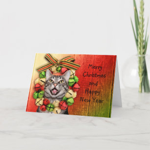 Cartes Pour Fêtes Annuelles Tabby cat Noël