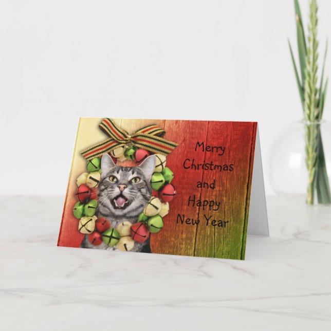Cartes Pour Fêtes Annuelles Tabby cat Noël (Devant)