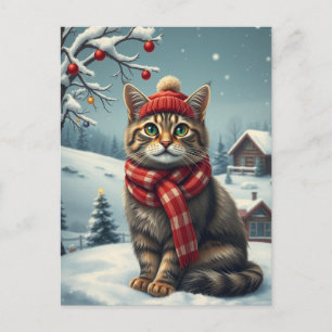 Cartes Pour Fêtes Annuelles Tabby Chat en hiver avant l'hiver avant l'hiver et