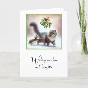 Cartes Pour Fêtes Annuelles Tabby Chat et souris sous une souris