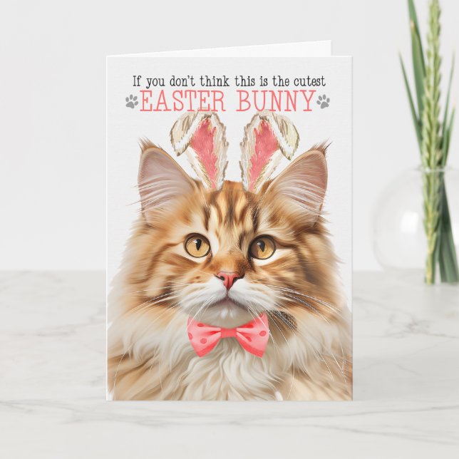 Cartes Pour Fêtes Annuelles Tabby Chat Orange Coupe Bunny Chaton Pâques Kits (Devant)