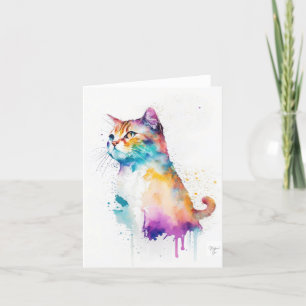 Cartes Pour Fêtes Annuelles Tabby Chat Un Portrait En Aquarelles Et Stylo