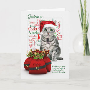 Cartes Pour Fêtes Annuelles Tabby Chat Vétérinaire Personnalisé