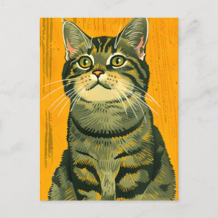 Cartes Pour Fêtes Annuelles Tabby gris rayé minimaliste