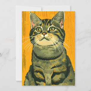 Cartes Pour Fêtes Annuelles Tabby gris rayé minimaliste