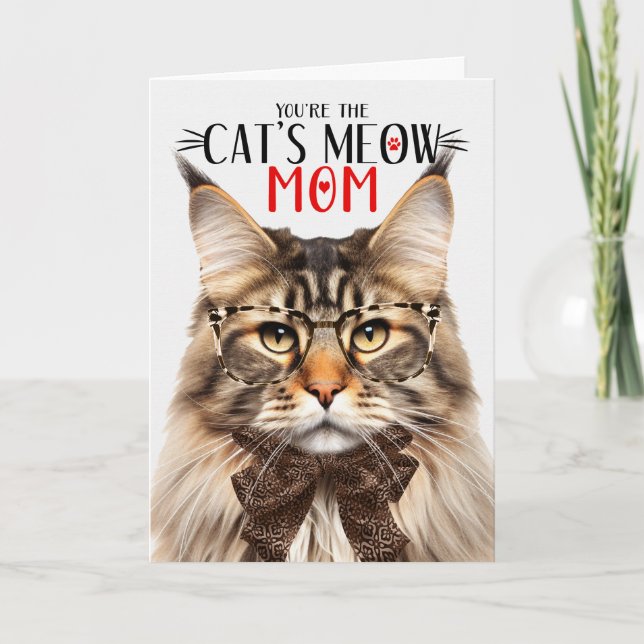 Cartes Pour Fêtes Annuelles Tabby Maine Coon Chat pour maman pour la fête des  (Devant)