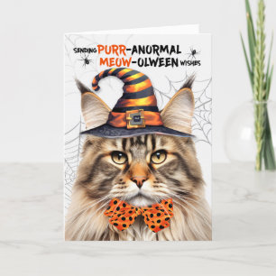 Cartes Pour Fêtes Annuelles Tabby Maine Coon Chat PURRanormal MEOWolween