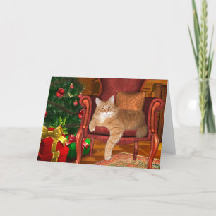 Cartes Pour Fêtes Annuelles Tabby orange de Noël