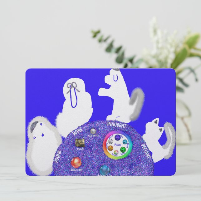 Cartes Pour Fêtes Annuelles Table de Seder Pesach avec Animaux (Debout devant)