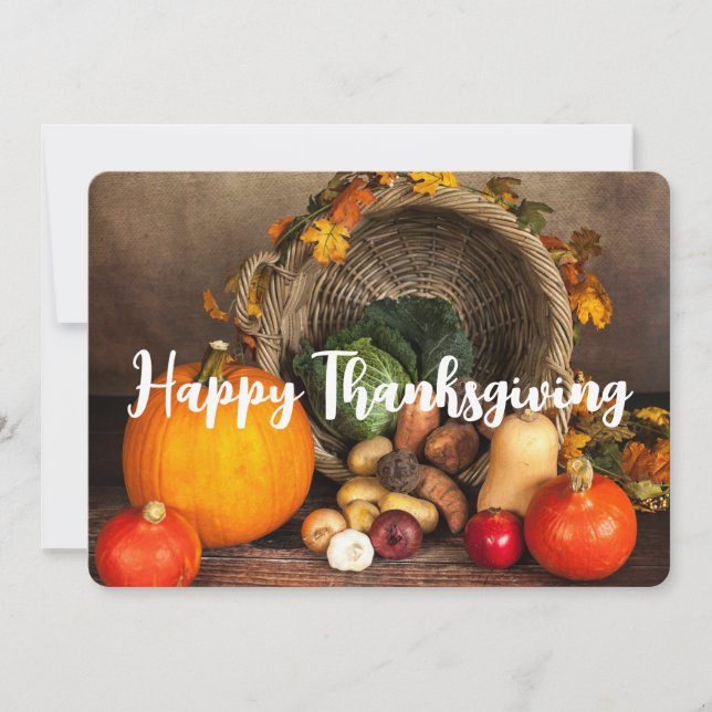 Cartes Pour Fêtes Annuelles Table de Thanksgiving Récolte Abondante (Devant)
