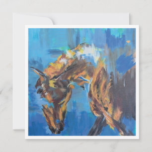 Cartes Pour Fêtes Annuelles Tableau Cheval Abstrait Bleu