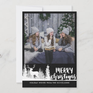 Cartes Pour Fêtes Annuelles Tableau noir blanc Reindeer Joyeux Noël Photo
